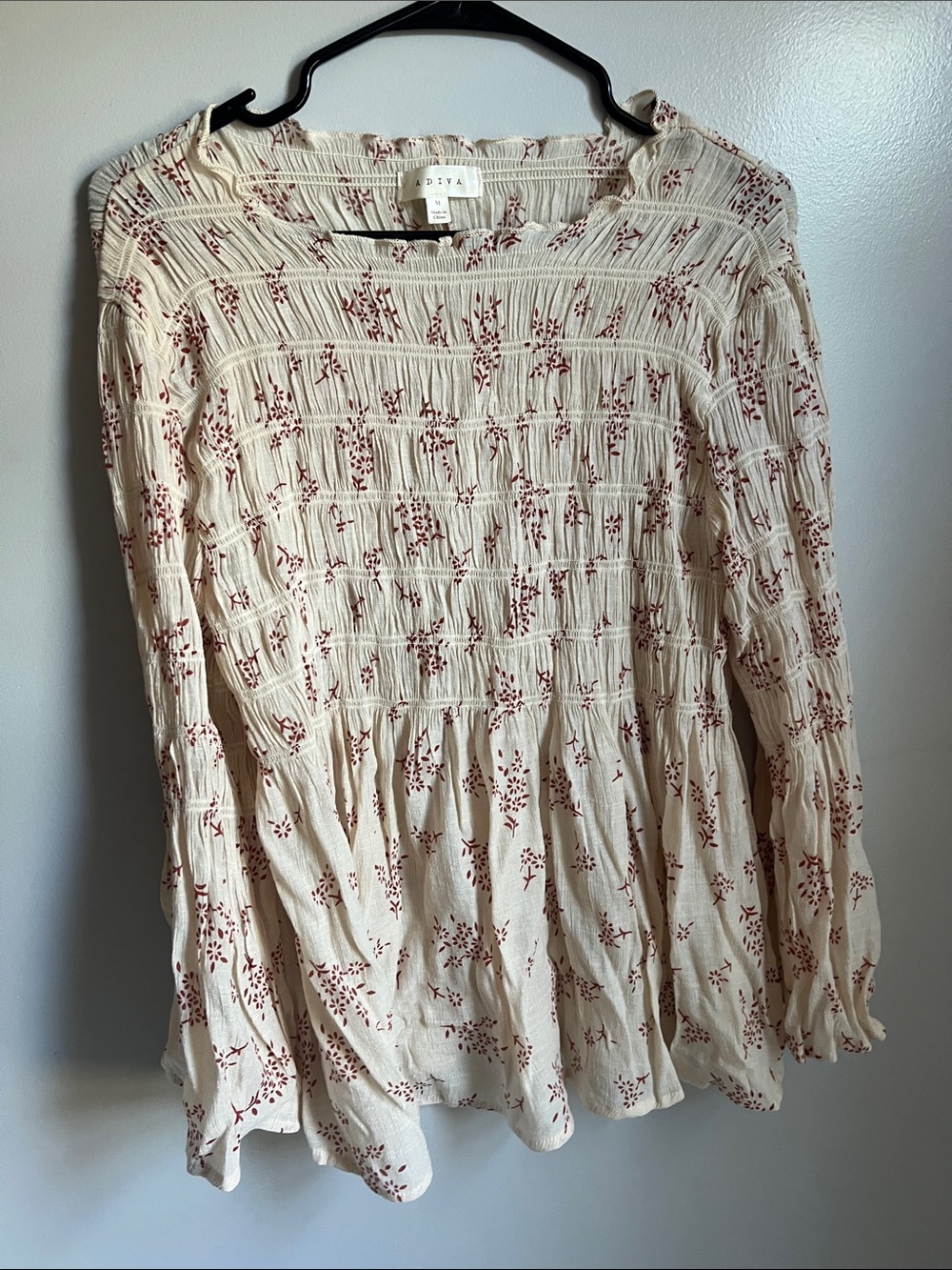 Adiva Cream Blouse with Rust Floral Print